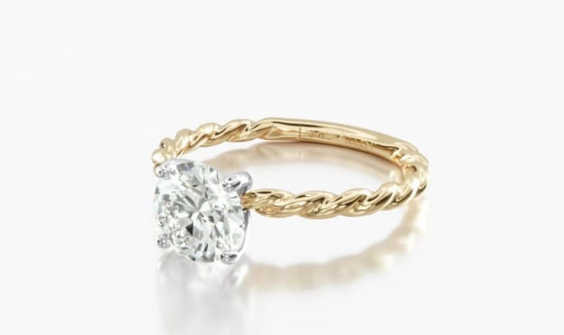 Twisted rope/cable yellow gold solitaire setting