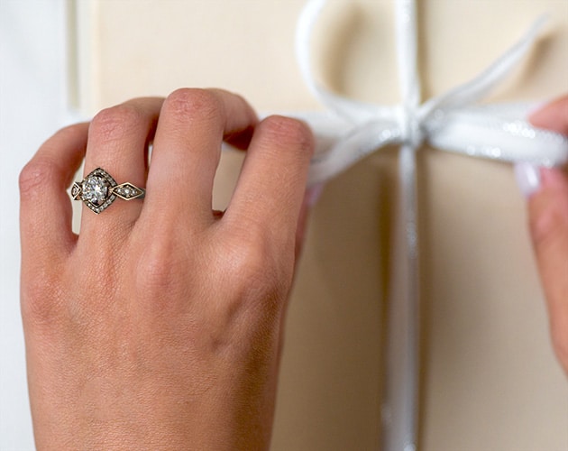 Art Deco Geometric Diamond Engagement Ring