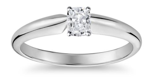 1k diamond ring with 0.50ct cushion cut diamond