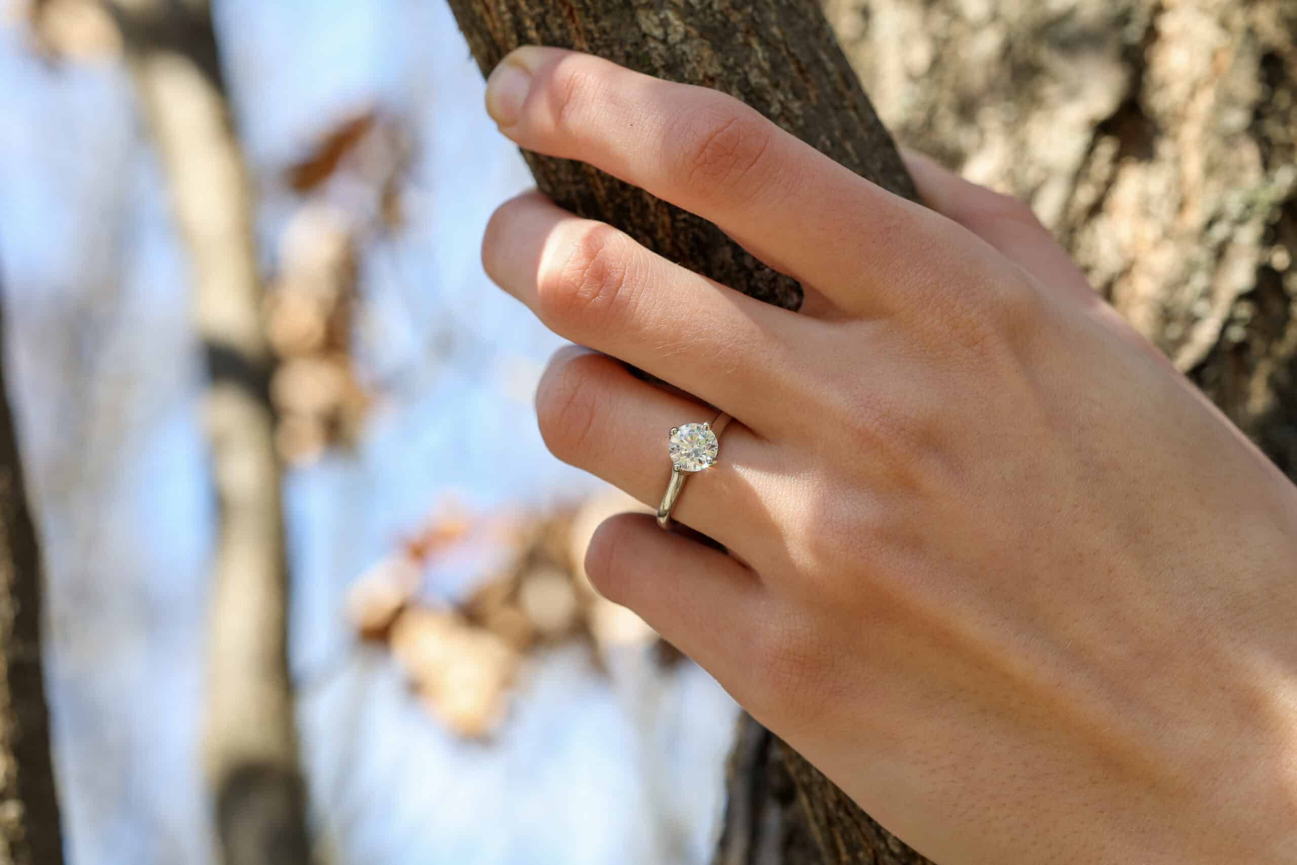 A round cut solitaire engagement ring