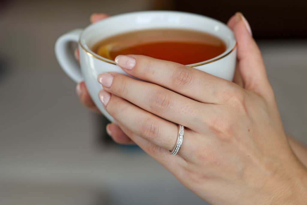 A channel set wedding band