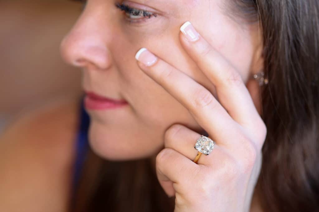 Clear clarity diamond in a yellow gold solitaire ring