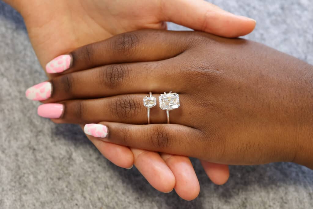 Difference between a 1ct and a 5ct radiant cut diamond