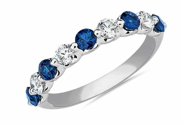 Floating Sapphire and Diamond Anniversary Band