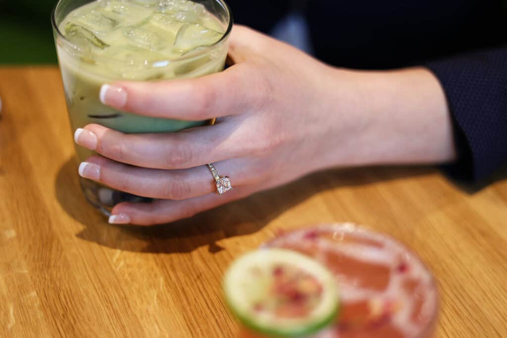 2ct Princess Cut Diamond in a Side Stone Setting