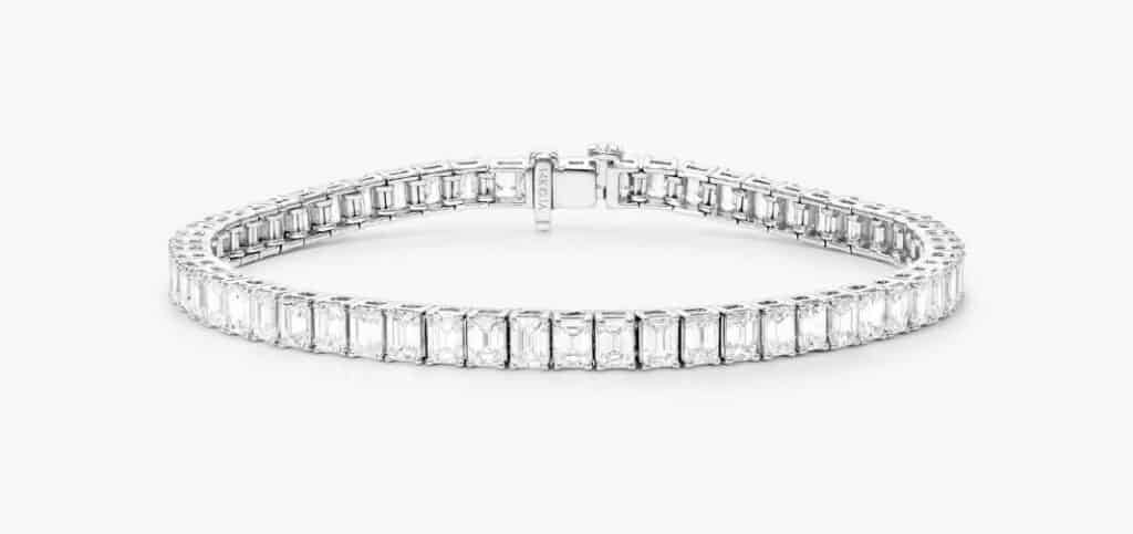 Emerald Shape Lab Created Diamond Tennis Bracelet