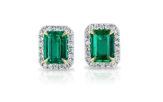 Emerald-Cut Emerald Stud Earrings