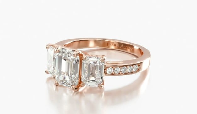 Emerald Three Stone and Pave engagement ring setting