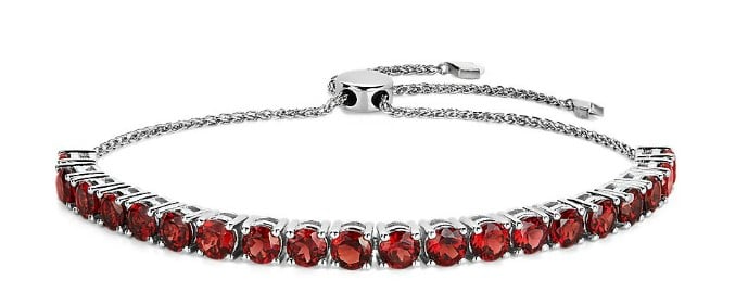 Garnet Bolo Bracelet in Sterling Silver
