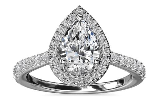 Pear Shape Halo Engagement Ring