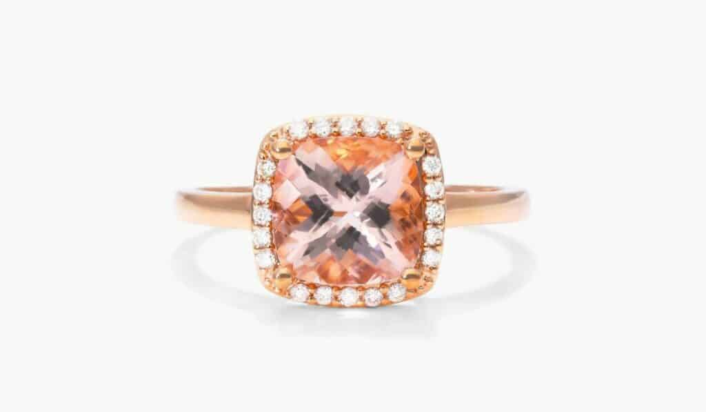 halo morganite engagement ring