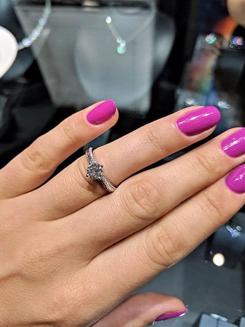 0.73ct diamond in a split shank pave setting at Lee Hwa