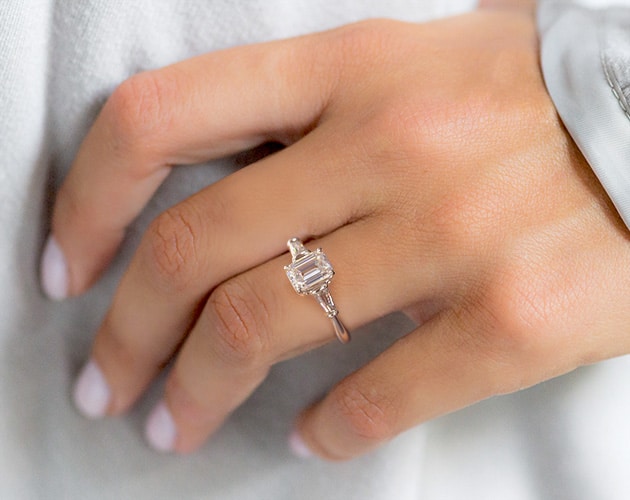 Emerald Cut Tapered Baguette Diamond Engagement Ring