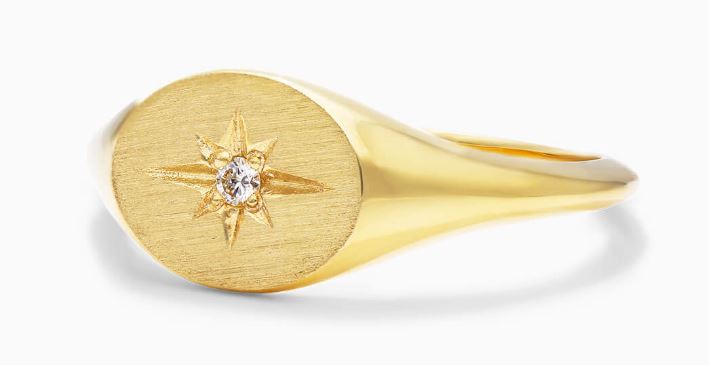 Diamond Starburst Signet Ring