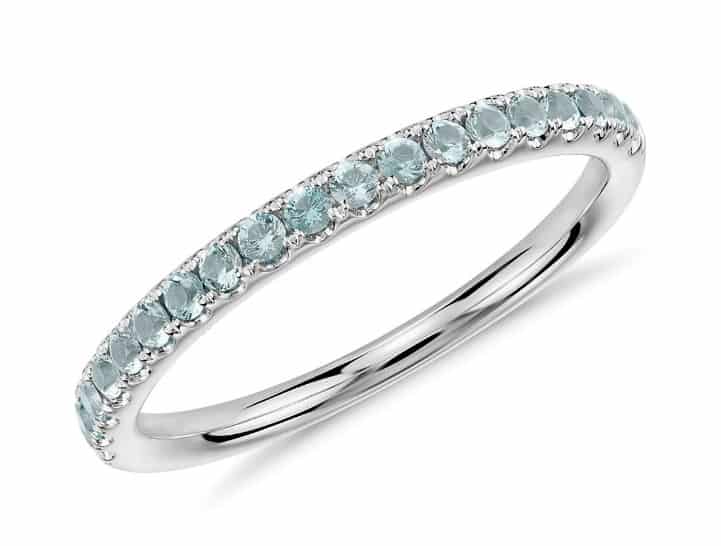 Half eternity aquamarine ring