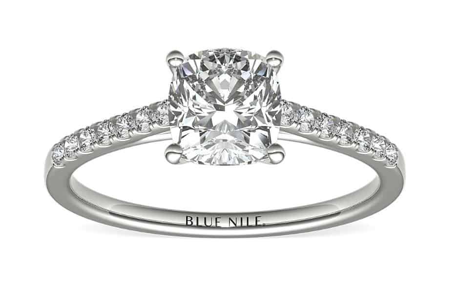 pave setting with a cushion cut diamond
