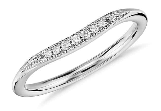 Petite Milgrain Curved Diamond Ring
