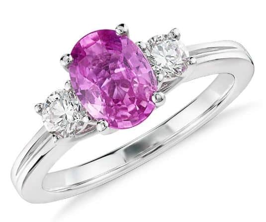 Oval Pink Sapphire and Diamond Ring