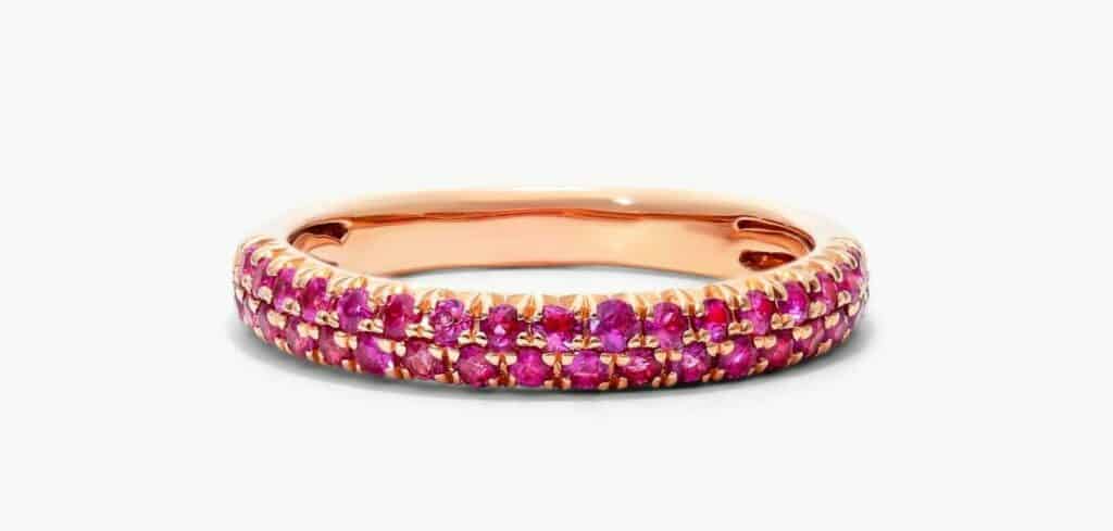 Double Row Pavé Pink Sapphire Ring