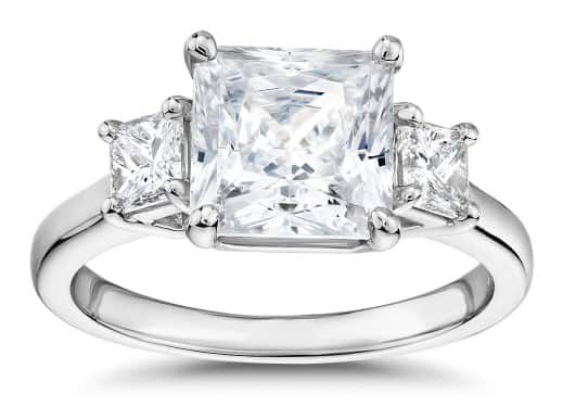 Princess cut shree stone engagement ring setting from Blue Nile