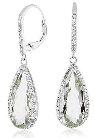Pear-Shaped Green Quartz Drop Earrings