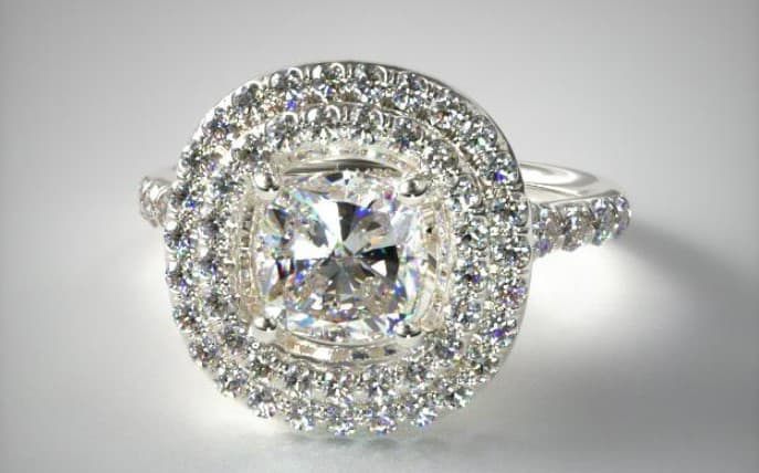 Split Shank Double Halo Pavé Engagement Ring