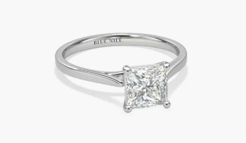 Petite Cathedral Solitaire Engagement Ring with a princess cut diamond