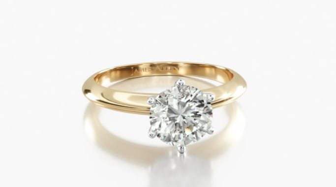 Six Prong Knife Edged Solitaire Engagement Ring