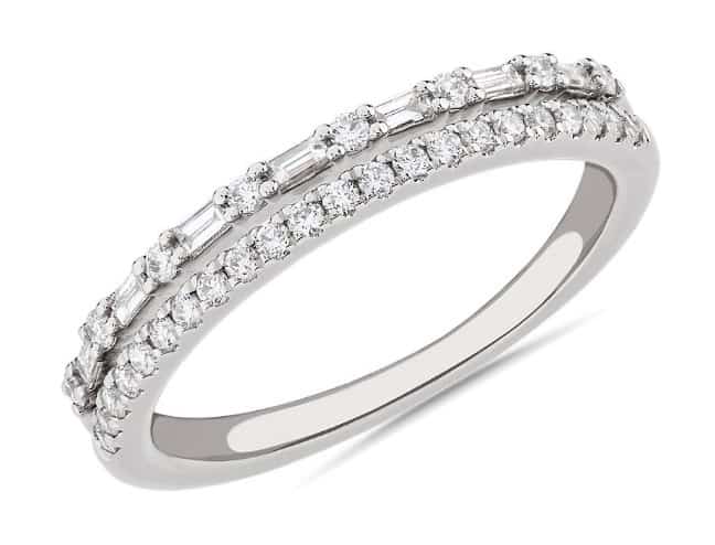 Two Row Baguette and Pavé Diamond Band