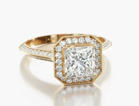 Vintage looking octagon halo ring