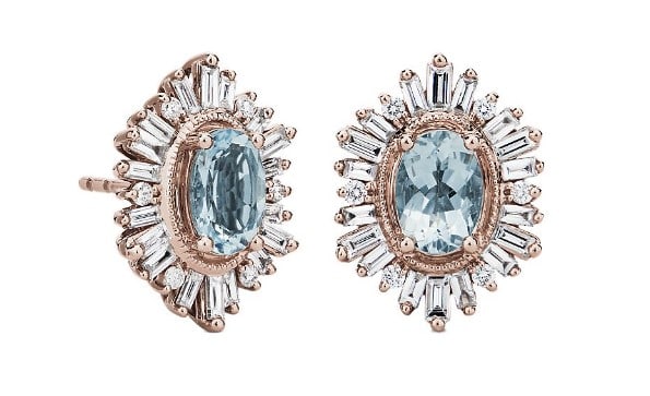 oval aquamarine earrings with vintage look