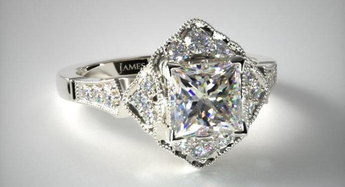 Halo Princess cut diamond ring