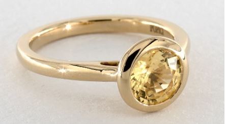 Yellow Sapphire Bezel Solitaire Engagement Ring