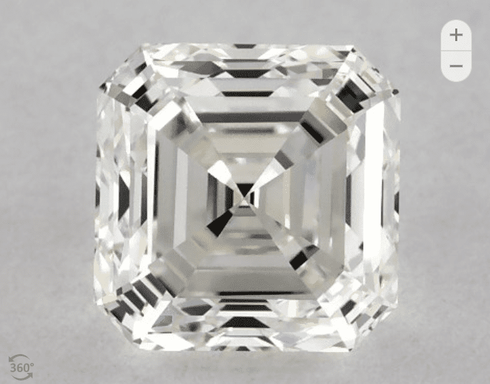 An example of an eye-clean VS1 Asscher Cut Diamond