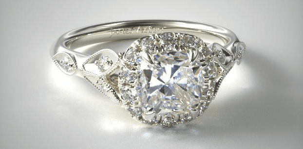 leaf halo engagement ring