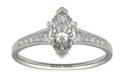 1990s Graduated Milgrain Diamond Engagement Ring