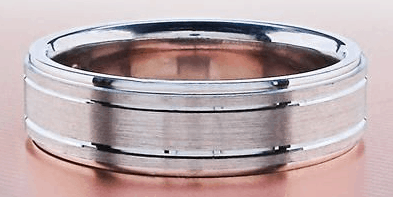 Men's 3 Satin/Shiny Edged Wedding Band
