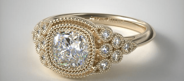 Beaded Bezel Diamond engagement ring