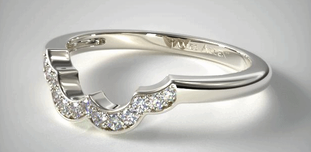14K White Gold Art Deco Inspired Wedding Ring