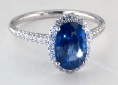 3.17ct Blue Sapphire Oval Cut in Halo Setting