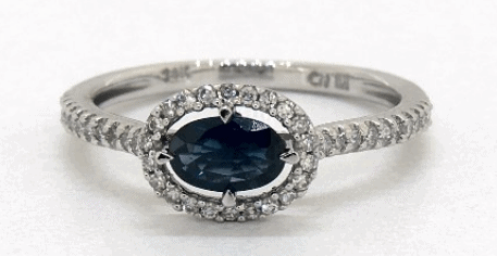 Sapphire and Diamond Floating Halo Ring