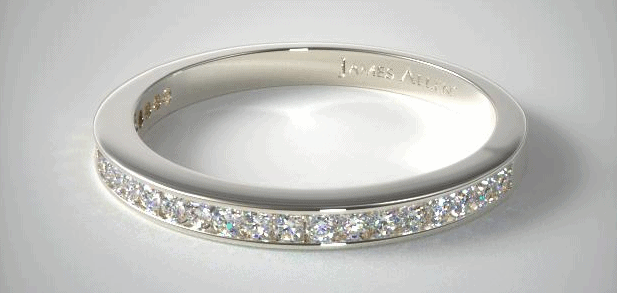 14K White Gold Channel Set Diamond Wedding Band