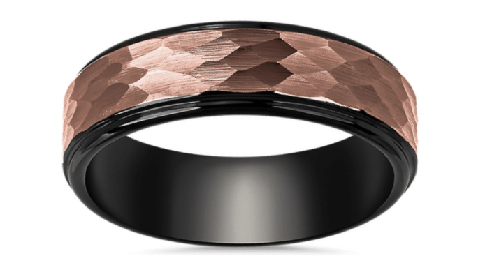 Hammered Espresso Inlay Wedding Ring