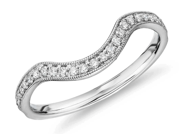Milgrain Curved Diamond Wedding Ring