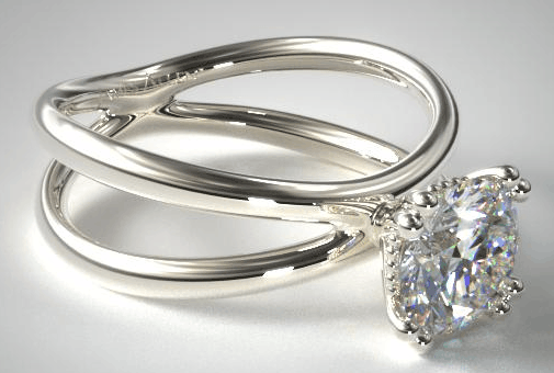 White gold Cross-Cross Solitaire Setting