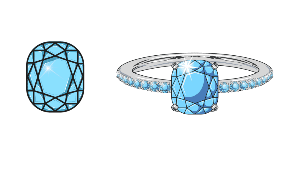 Cushion cut in a pave setting graphic