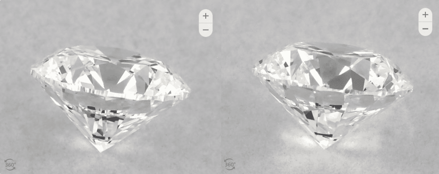 E vs G Diamond Comparison from the side