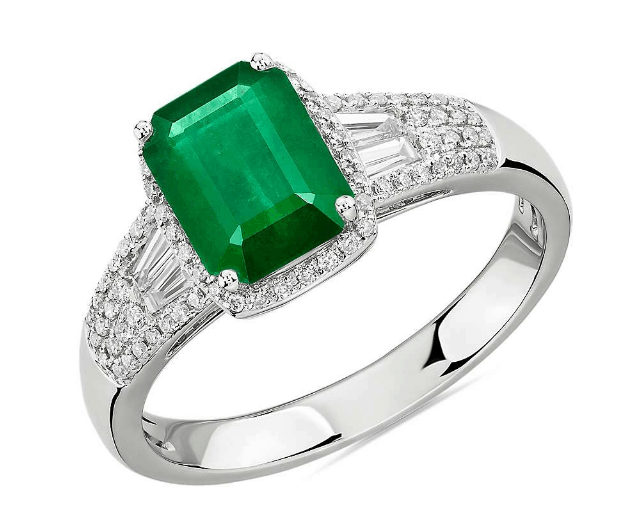 Emerald Halo Engagement Ring