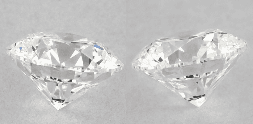 F color diamond vs D color diamond side comparison
