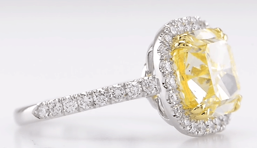 5.64ctw Yellow Diamond Halo Ring with Micro Pave from Leibish
